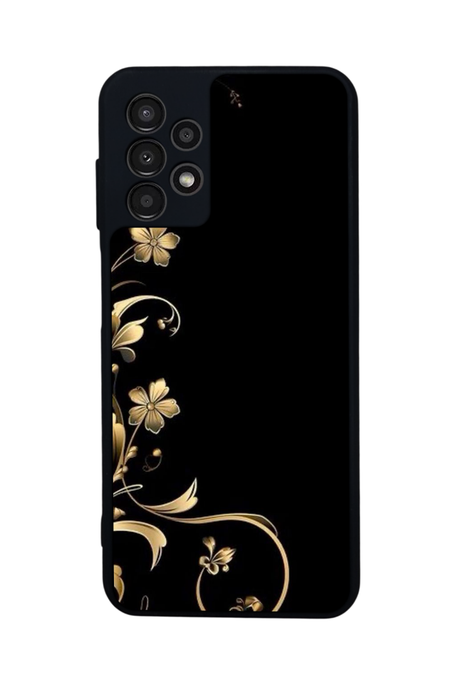Samsung Galaxy A23 Uyumlu Yaldizli Cicek Tasarımlı Glossy Premium Kılıf