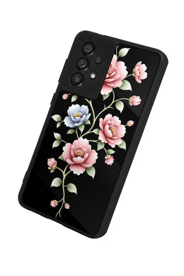 Samsung Galaxy A73 Uyumlu Yaldizli Cicek Tasarımlı Glossy Premium Kılıf