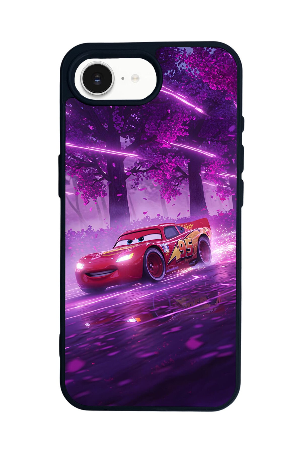 iPhone 16E Uyumlu Şimsek McQueen Tasarımlı Glossy Premium Kılıf