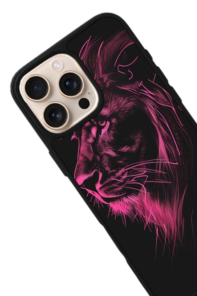 iPhone 15 Pro Uyumlu Aslan Tasarımlı Glossy Premium Kılıf