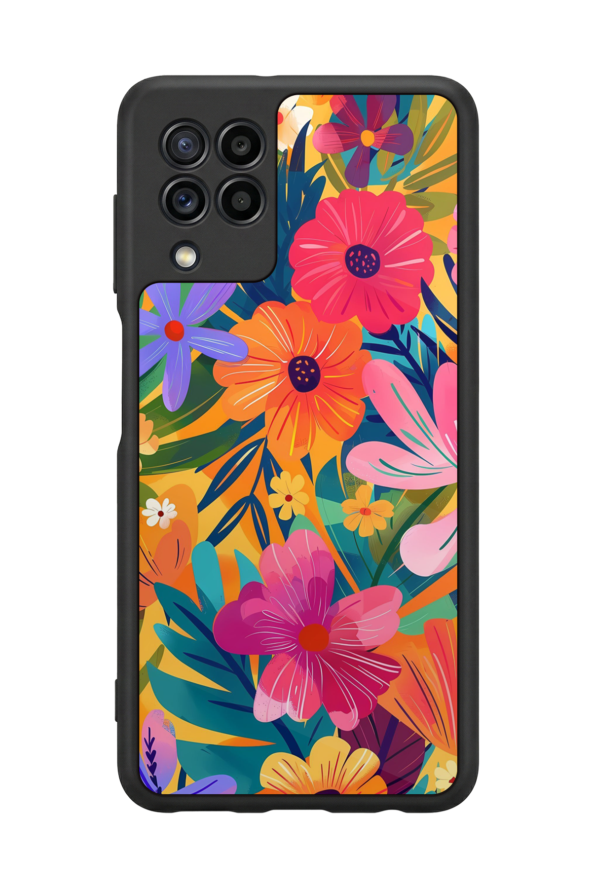 Samsung Galaxy M22 Uyumlu Floral Tasarımlı Glossy Premium Kılıf