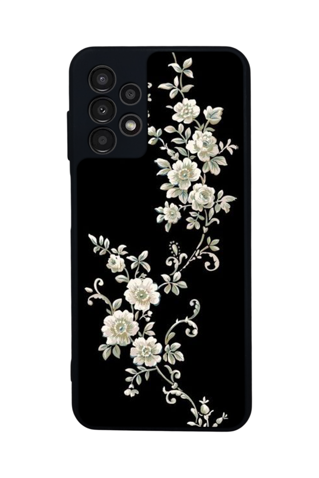 Samsung Galaxy A23 Uyumlu Yaldizli Cicek Tasarımlı Glossy Premium Kılıf