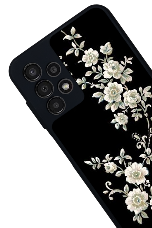 Samsung Galaxy A23 Uyumlu Yaldizli Cicek Tasarımlı Glossy Premium Kılıf