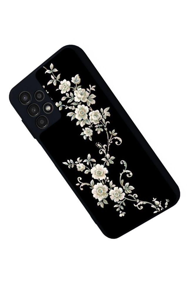 Samsung Galaxy A23 Uyumlu Yaldizli Cicek Tasarımlı Glossy Premium Kılıf
