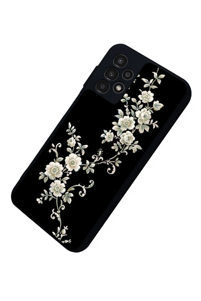 Samsung Galaxy A23 Uyumlu Yaldizli Cicek Tasarımlı Glossy Premium Kılıf