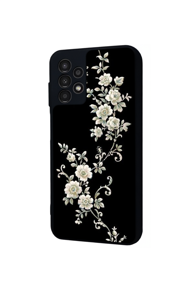 Samsung Galaxy A23 Uyumlu Yaldizli Cicek Tasarımlı Glossy Premium Kılıf