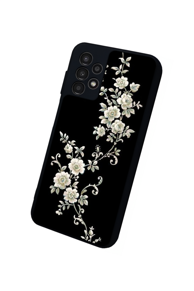 Samsung Galaxy A23 Uyumlu Yaldizli Cicek Tasarımlı Glossy Premium Kılıf