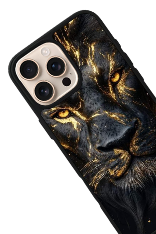 iPhone 15 Pro Uyumlu Aslan Tasarımlı Glossy Premium Kılıf