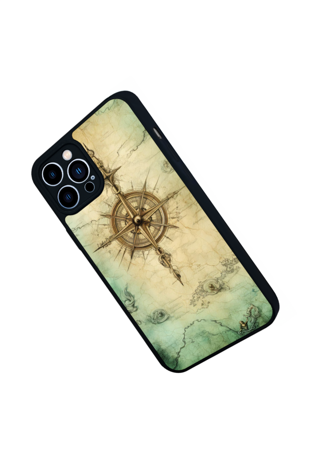 iPhone 13 Pro Max Uyumlu Pusula Tasarımlı Glossy Premium Kılıf