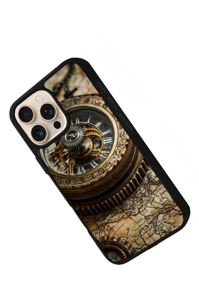 iPhone 14 Pro Max Uyumlu Pusula Tasarımlı Glossy Premium Kılıf