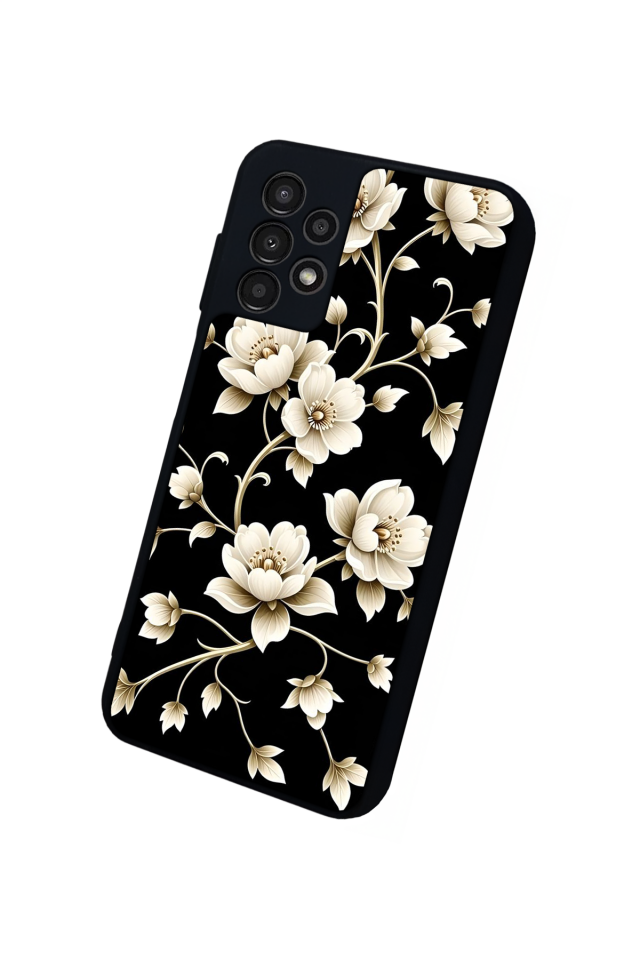 Samsung Galaxy A23 Uyumlu Yaldizli Cicek Tasarımlı Glossy Premium Kılıf
