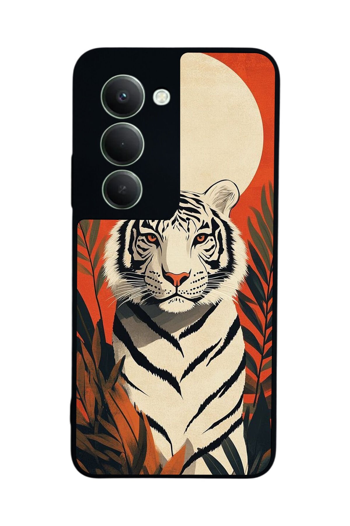 Xiaomi Redmi 15 5G Uyumlu Kirmizi ve Kaplan Tasarımlı Glossy Premium Kılıf