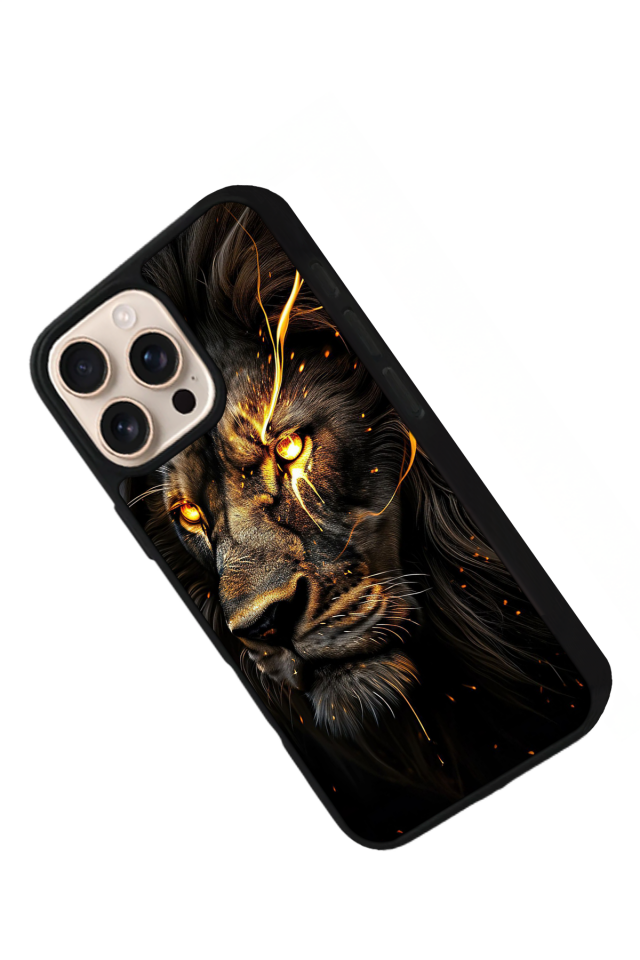 iPhone 15 Pro Uyumlu Aslan Tasarımlı Glossy Premium Kılıf