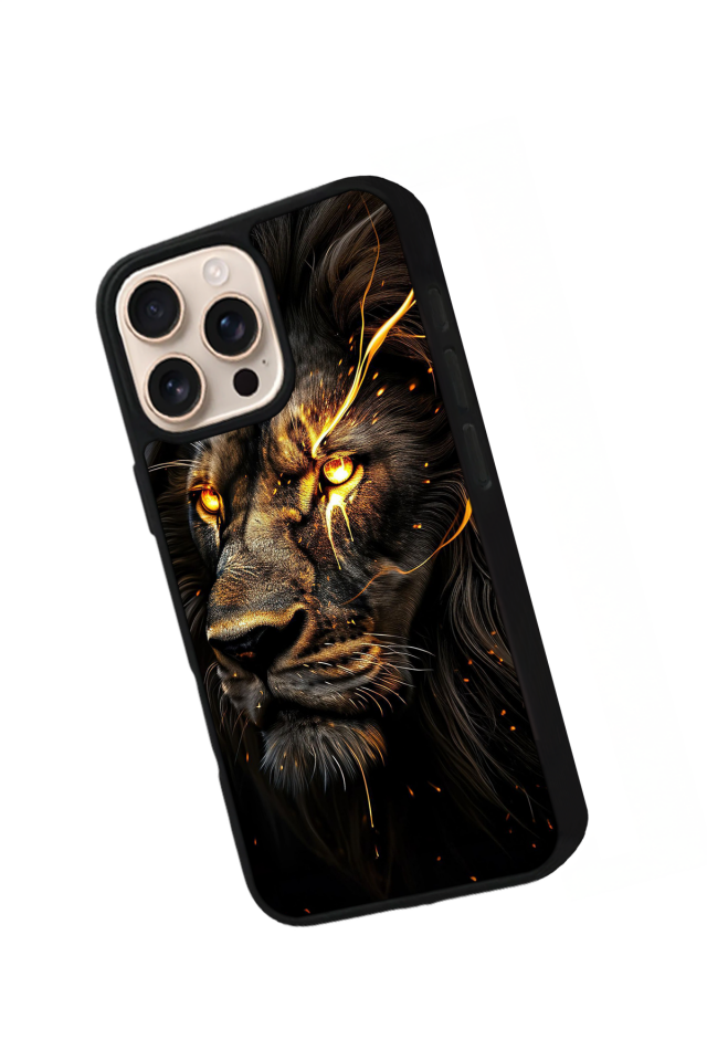 iPhone 15 Pro Uyumlu Aslan Tasarımlı Glossy Premium Kılıf