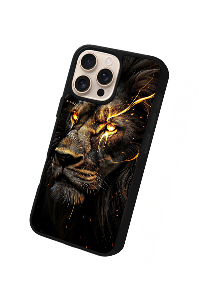 iPhone 15 Pro Uyumlu Aslan Tasarımlı Glossy Premium Kılıf