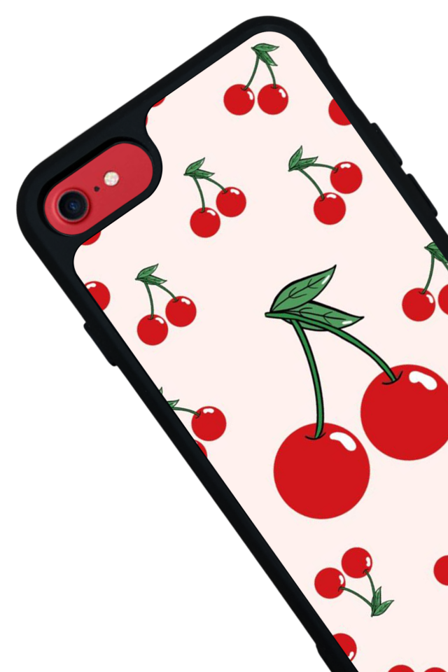 iPhone SE Uyumlu Kiraz Tasarımlı Glossy Premium Kılıf