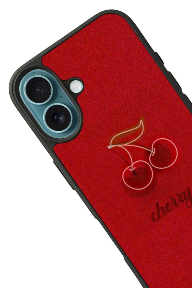 iPhone 16 Plus Uyumlu Kiraz Tasarımlı Glossy Premium Kılıf