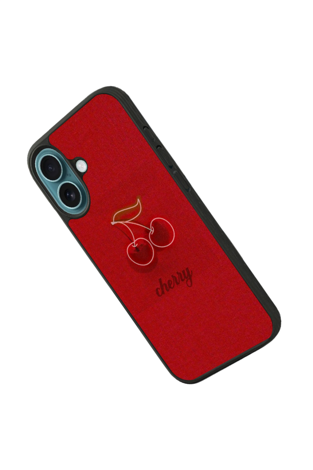 iPhone 16 Plus Uyumlu Kiraz Tasarımlı Glossy Premium Kılıf