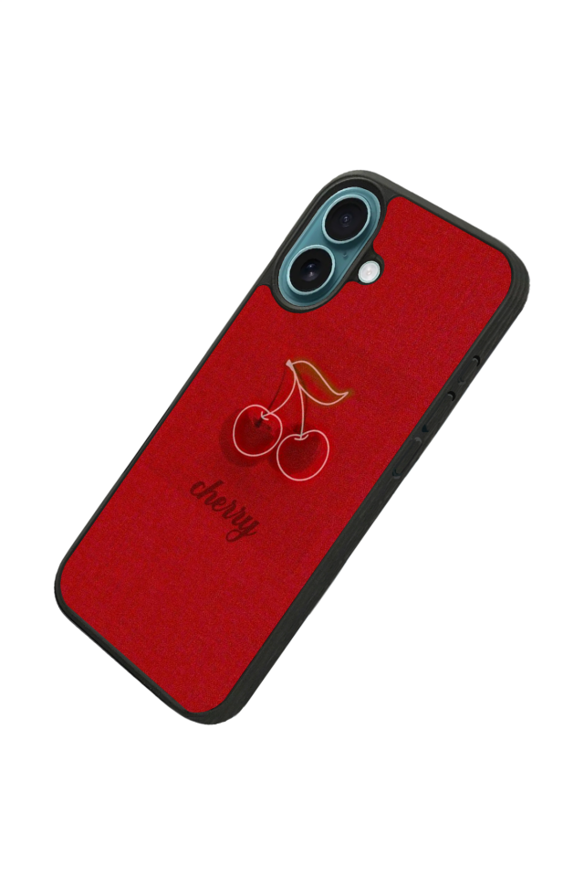 iPhone 16 Plus Uyumlu Kiraz Tasarımlı Glossy Premium Kılıf