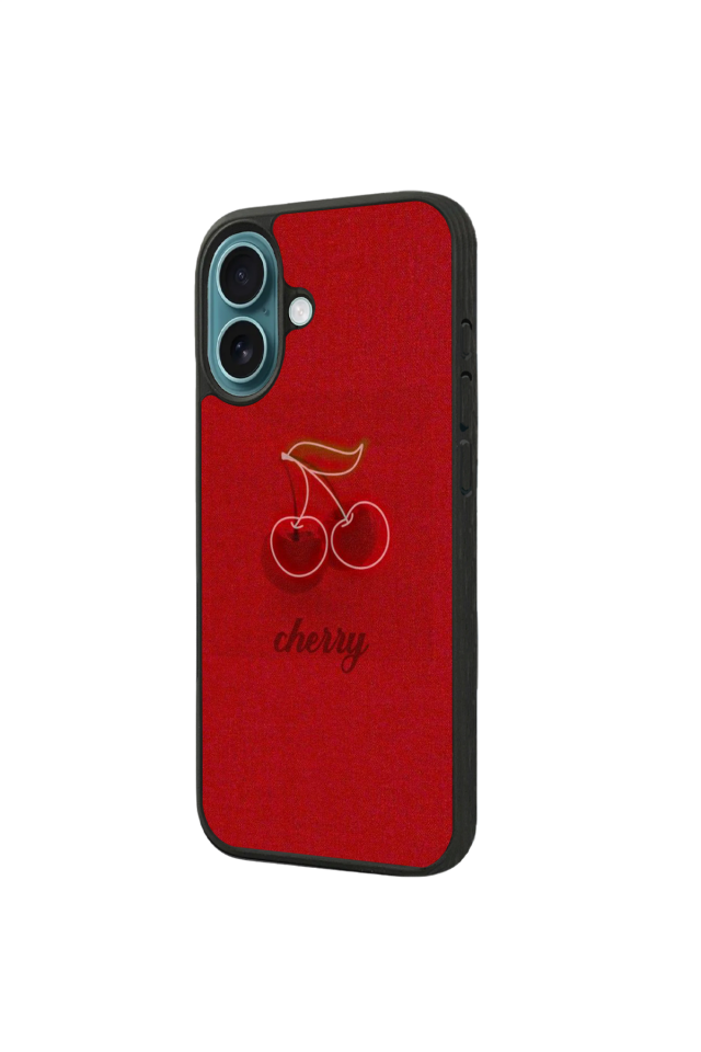 iPhone 16 Plus Uyumlu Kiraz Tasarımlı Glossy Premium Kılıf