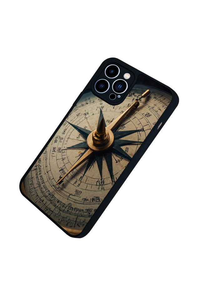 iPhone 13 Pro Max Uyumlu Pusula Tasarımlı Glossy Premium Kılıf