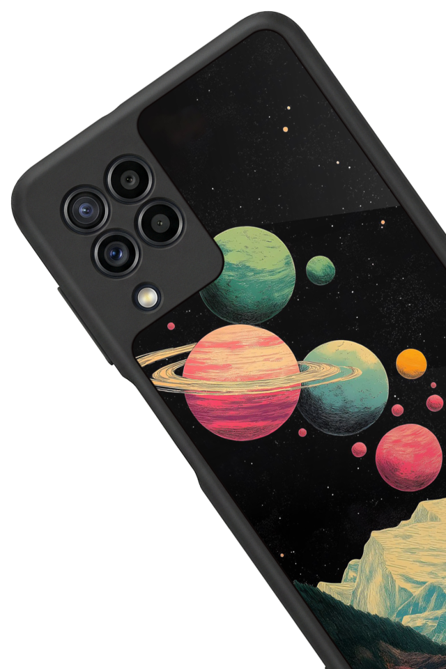 Samsung Galaxy M32 Uyumlu Uzay Tasarımlı Glossy Premium Kılıf