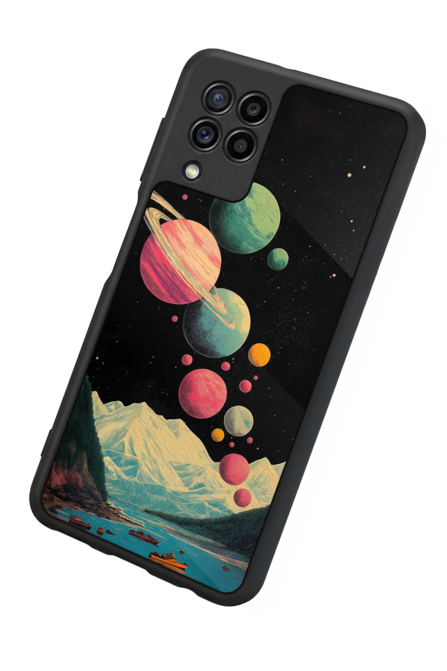 Samsung Galaxy M32 Uyumlu Uzay Tasarımlı Glossy Premium Kılıf