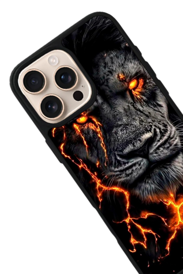 iPhone 15 Pro Uyumlu Aslan Tasarımlı Glossy Premium Kılıf