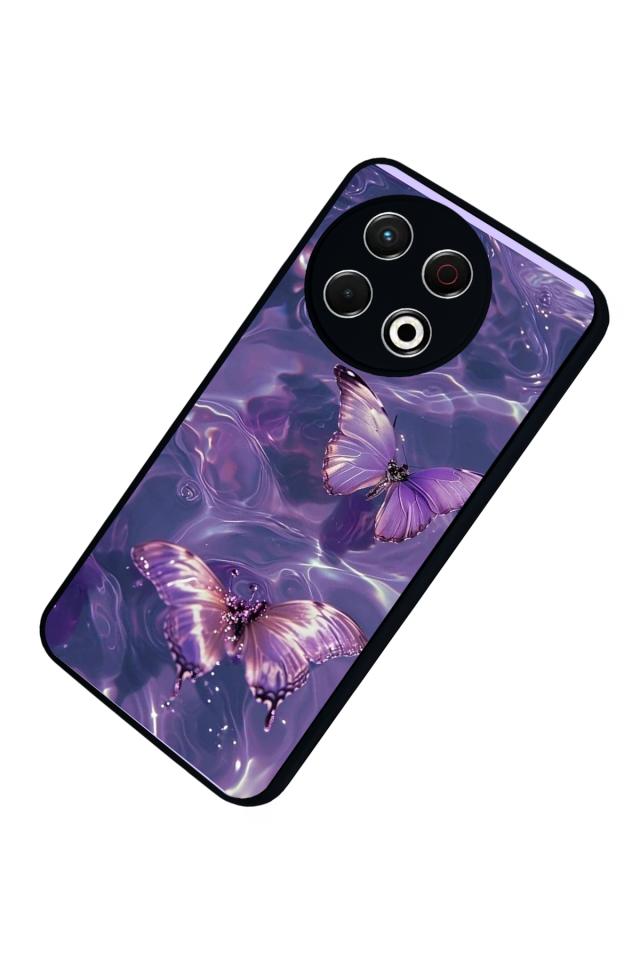 Tecno Spark 30 Pro Uyumlu Kelebek Tasarımlı Glossy Premium Kılıf