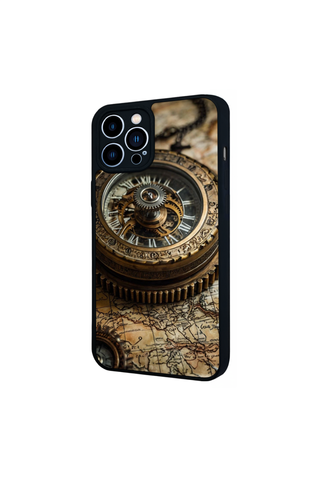 iPhone 13 Pro Max Uyumlu Pusula Tasarımlı Glossy Premium Kılıf