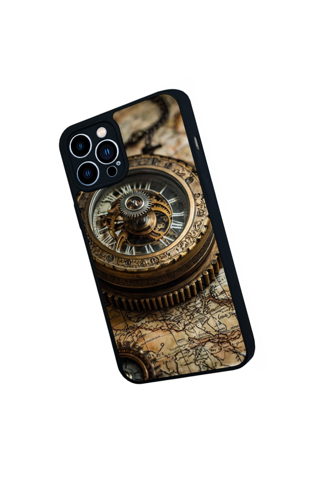 iPhone 13 Pro Max Uyumlu Pusula Tasarımlı Glossy Premium Kılıf
