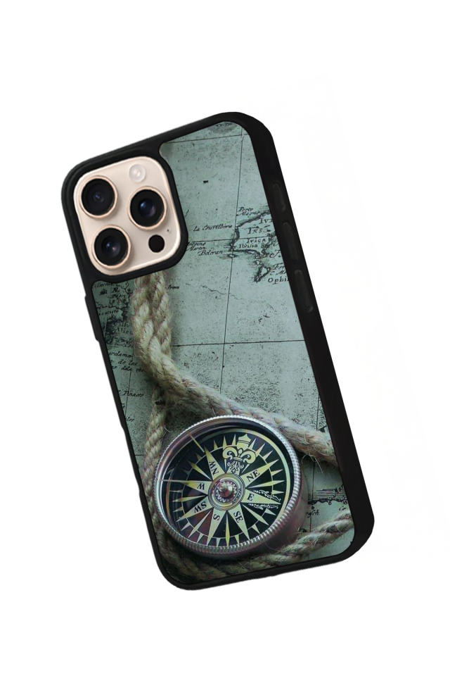 iPhone 14 Pro Max Uyumlu Pusula Tasarımlı Glossy Premium Kılıf