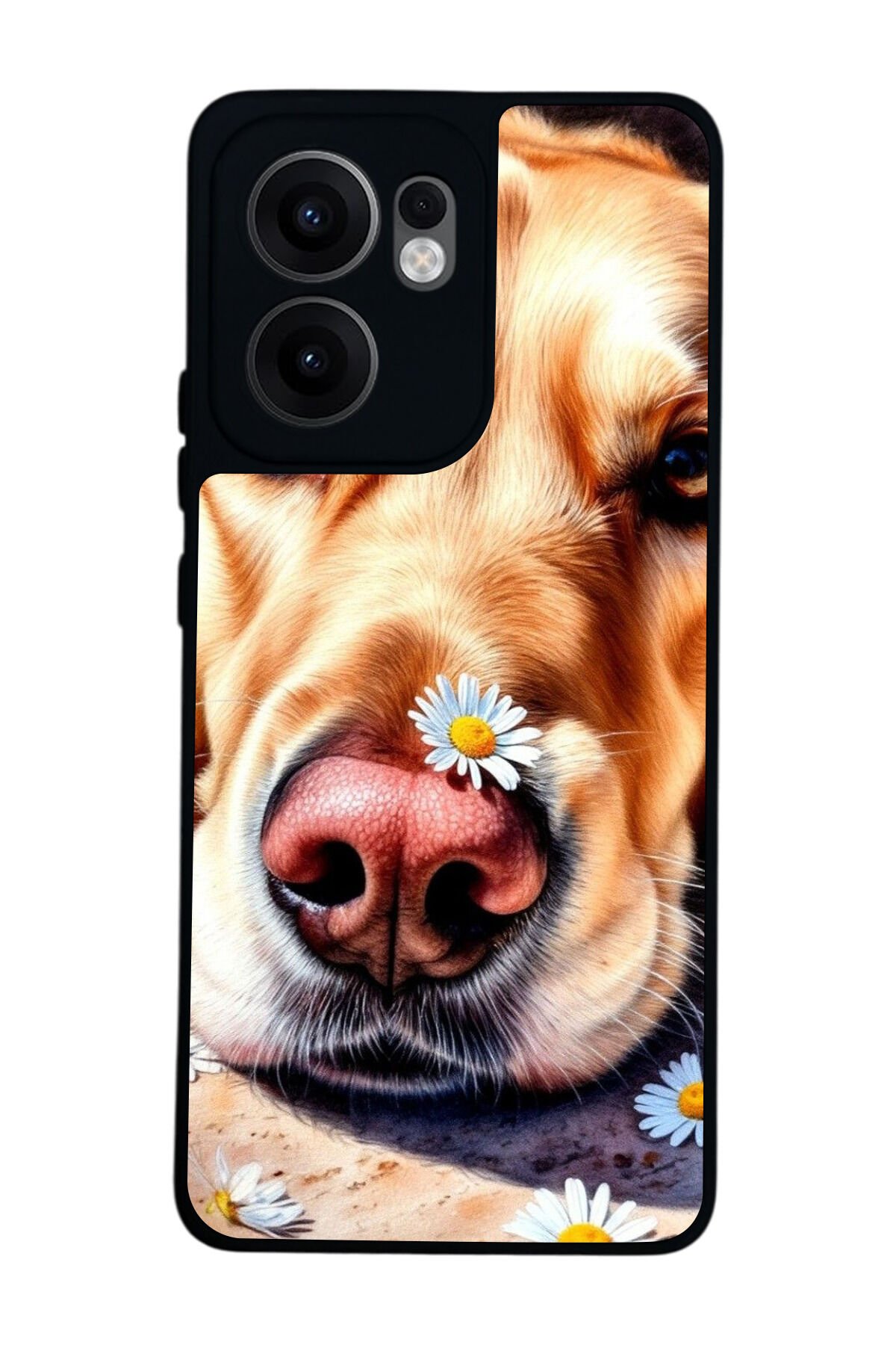 Oppo Reno 13F Uyumlu Golden Kopek Tasarımlı Glossy Premium Kılıf
