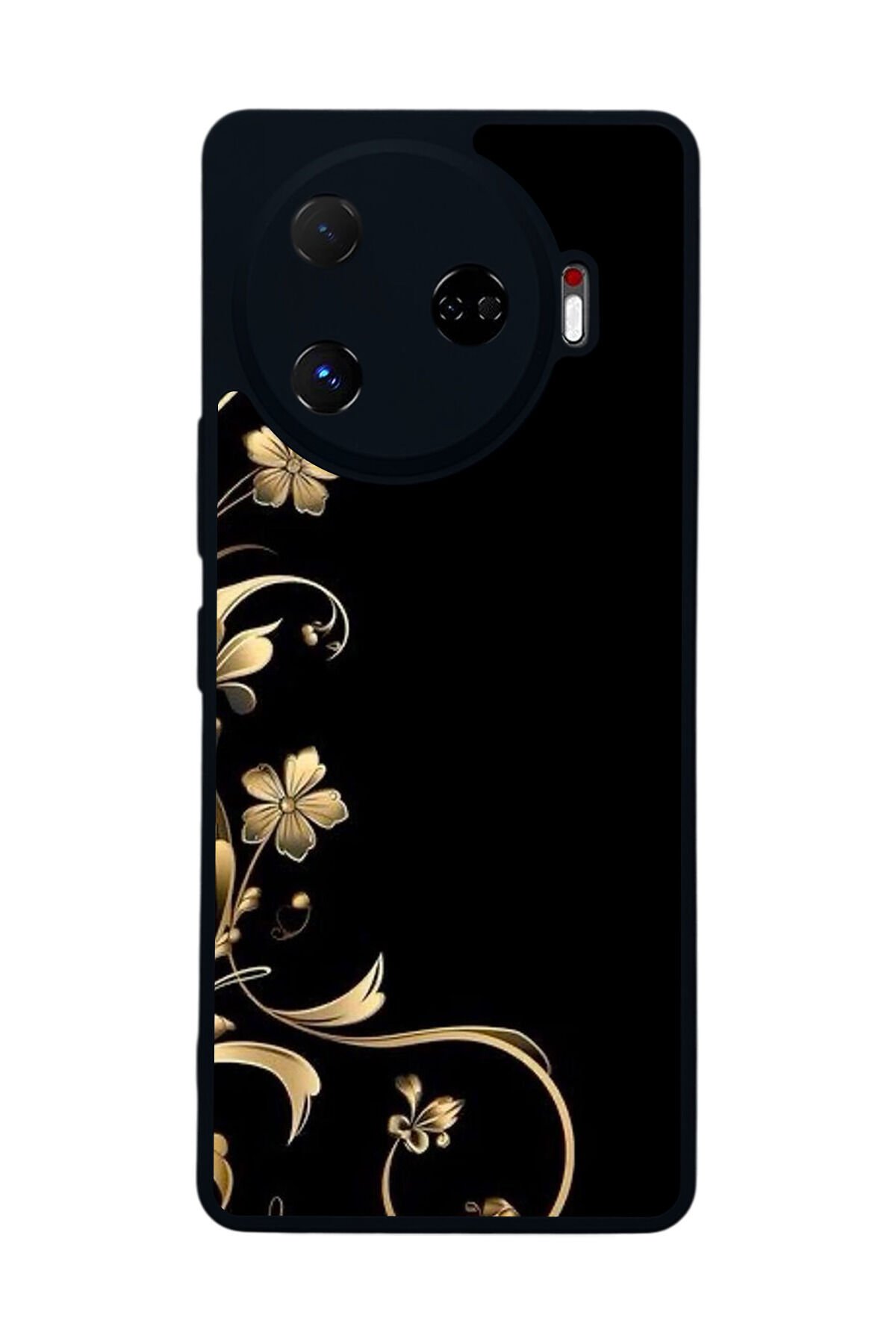 Tecno Camon 30 Pro Uyumlu Yaldizli Cicek Tasarımlı Glossy Premium Kılıf