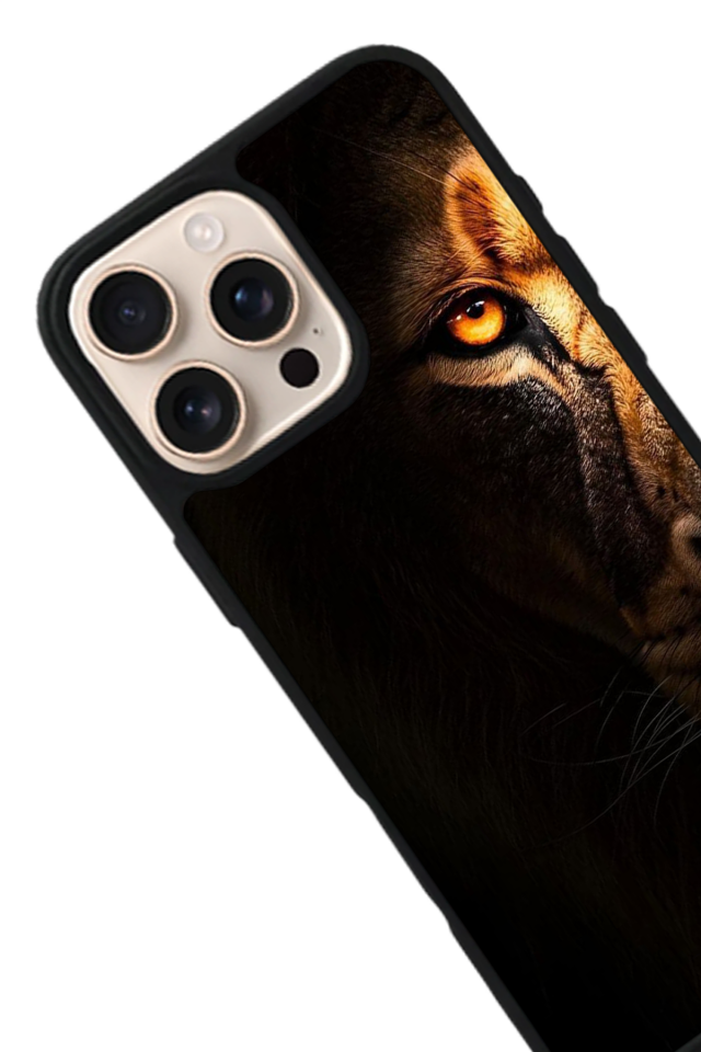iPhone 15 Pro Uyumlu Aslan Tasarımlı Glossy Premium Kılıf