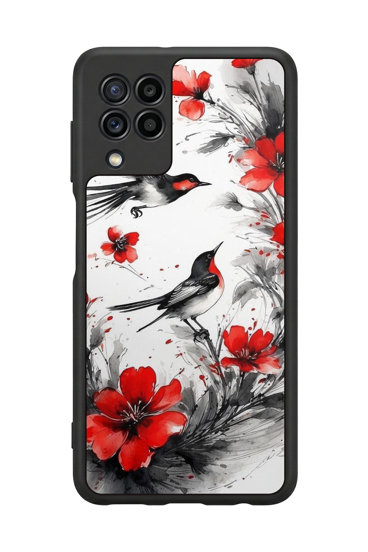 Samsung Galaxy M22 Uyumlu Floral Tasarımlı Glossy Premium Kılıf