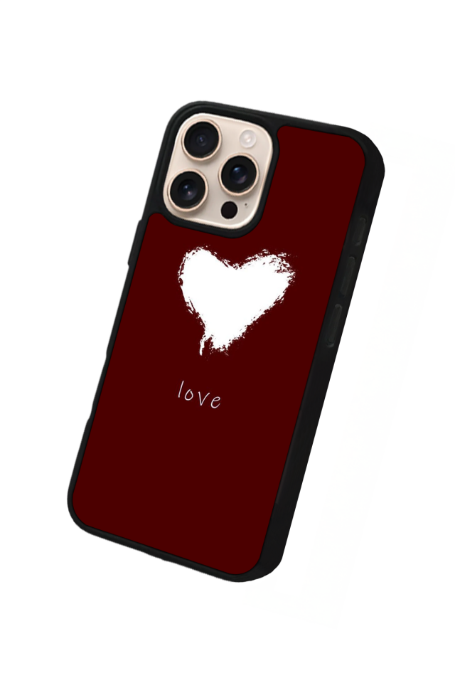 iPhone 16 Pro Uyumlu Kalp Love Tasarımlı Glossy Premium Kılıf