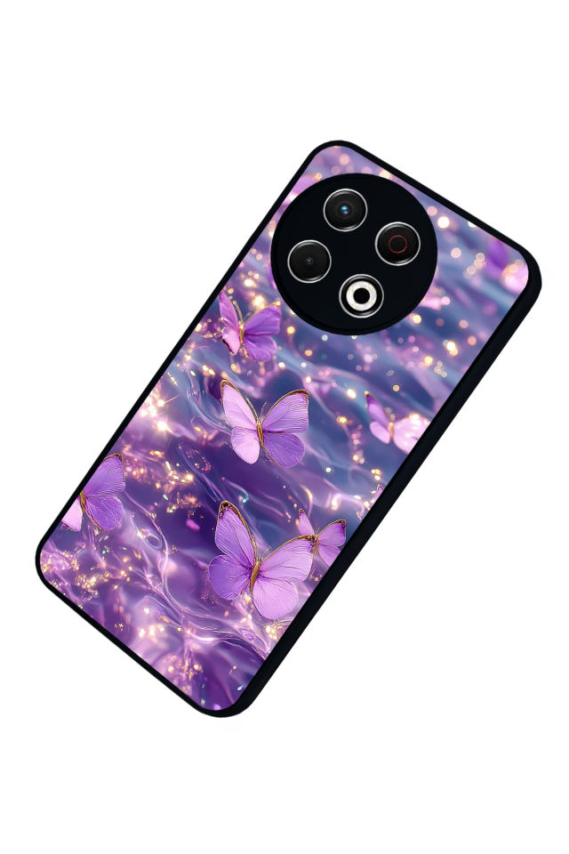 Tecno Spark 30 Pro Uyumlu Kelebek Tasarımlı Glossy Premium Kılıf