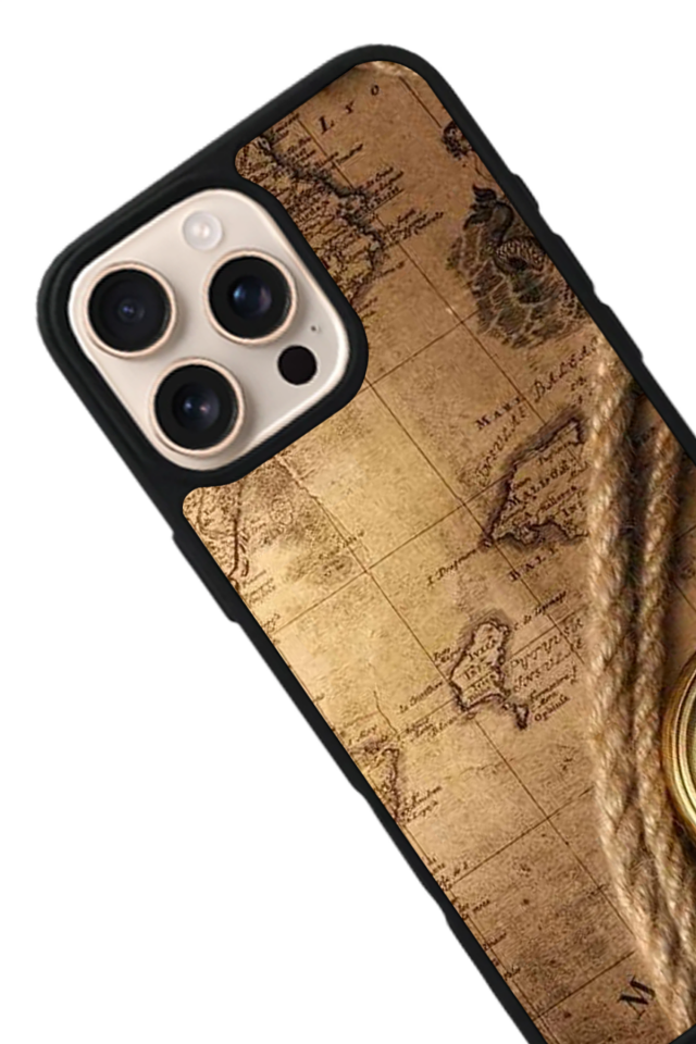 iPhone 14 Pro Max Uyumlu Pusula Tasarımlı Glossy Premium Kılıf