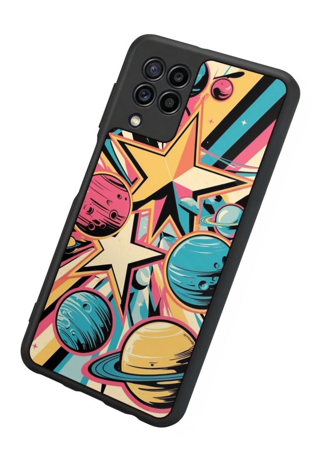 Samsung Galaxy M32 Uyumlu Uzay Tasarımlı Glossy Premium Kılıf