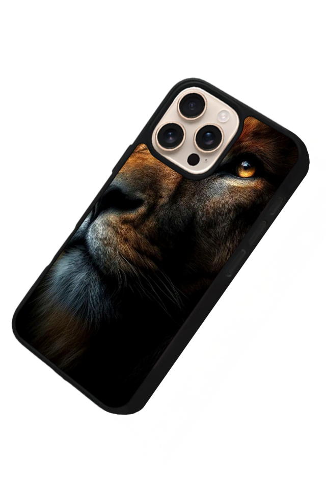 iPhone 15 Pro Uyumlu Aslan Tasarımlı Glossy Premium Kılıf
