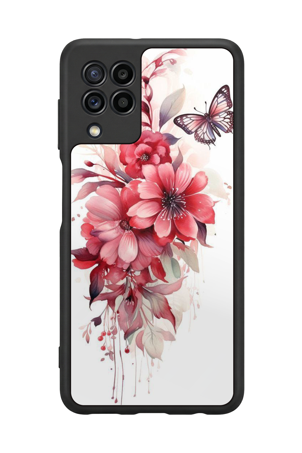 Samsung Galaxy M22 Uyumlu Floral Tasarımlı Glossy Premium Kılıf