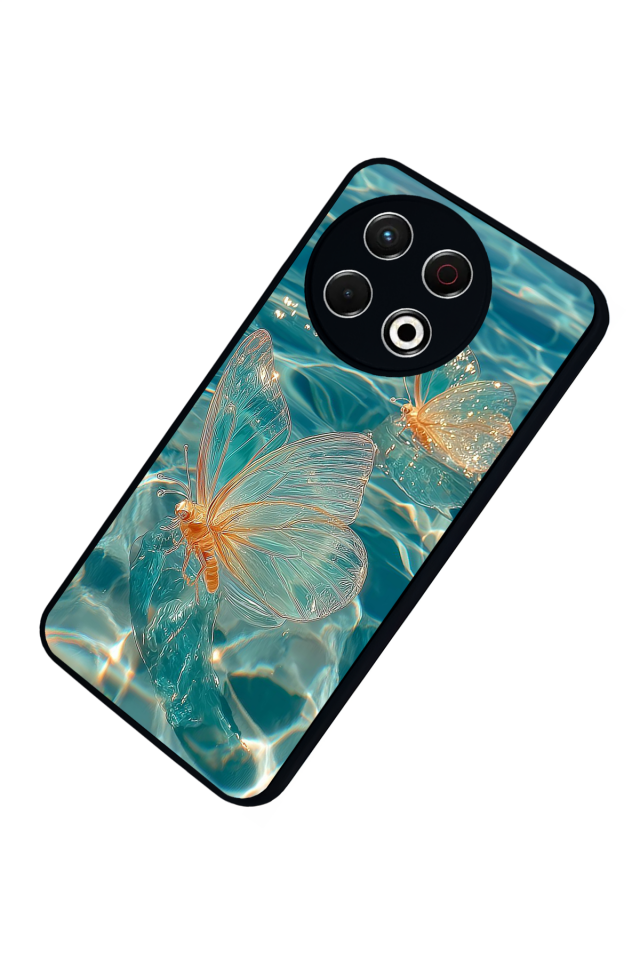 Tecno Spark 30 Pro Uyumlu Kelebek Tasarımlı Glossy Premium Kılıf