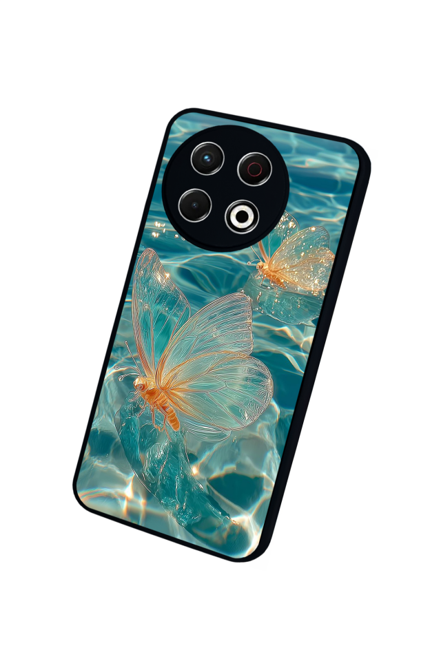 Tecno Spark 30 Pro Uyumlu Kelebek Tasarımlı Glossy Premium Kılıf