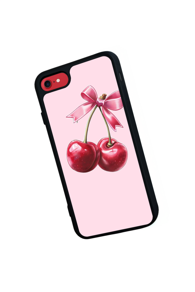 iPhone SE Uyumlu Kiraz Tasarımlı Glossy Premium Kılıf