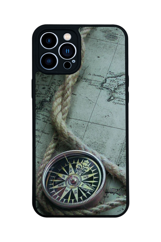 iPhone 13 Pro Max Uyumlu Pusula Tasarımlı Glossy Premium Kılıf