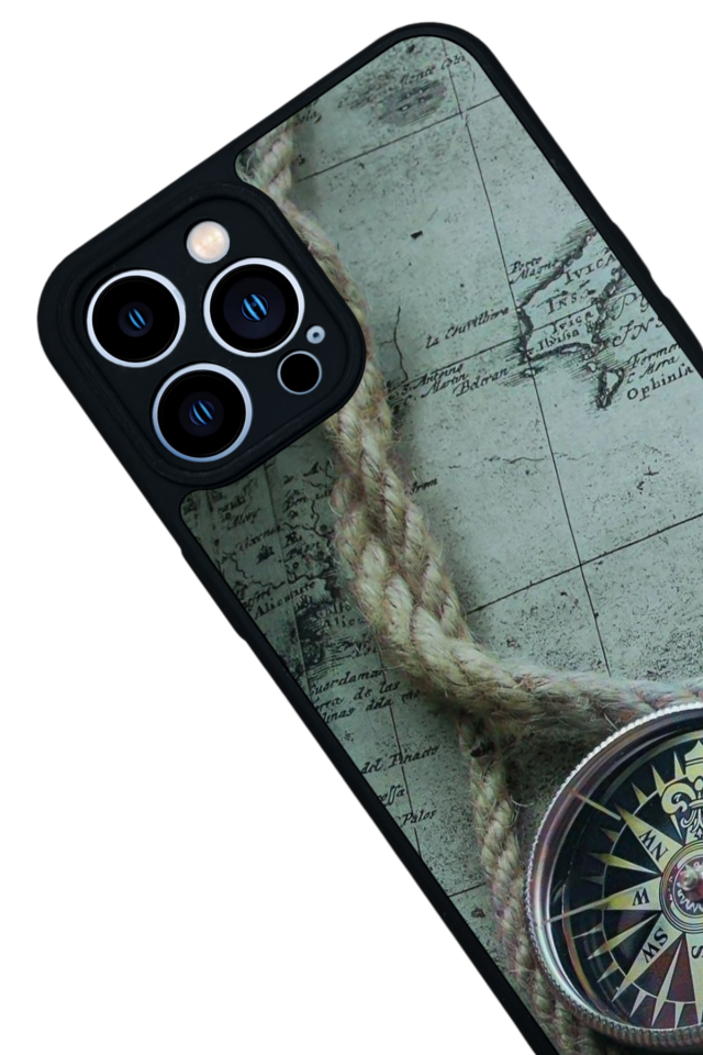 iPhone 13 Pro Max Uyumlu Pusula Tasarımlı Glossy Premium Kılıf