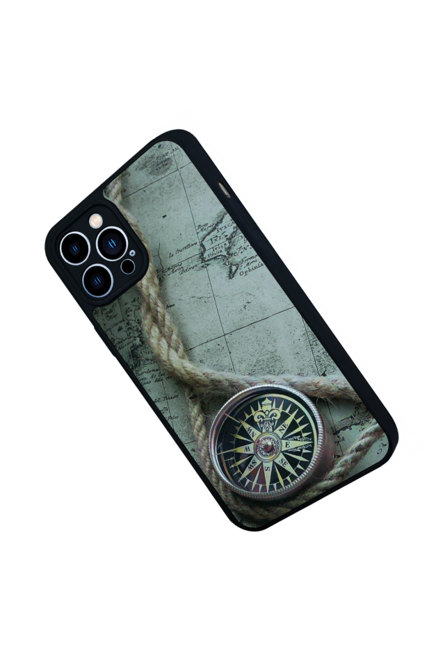 iPhone 13 Pro Max Uyumlu Pusula Tasarımlı Glossy Premium Kılıf