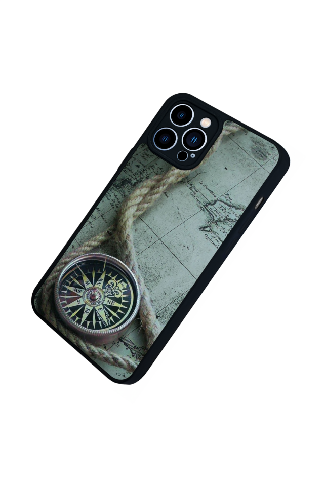 iPhone 13 Pro Max Uyumlu Pusula Tasarımlı Glossy Premium Kılıf