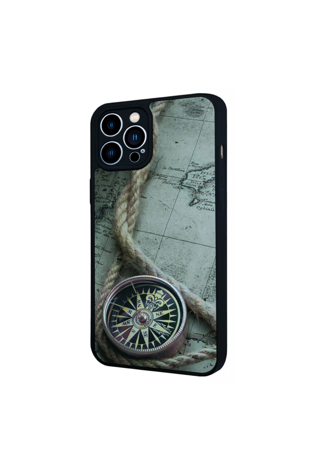 iPhone 13 Pro Max Uyumlu Pusula Tasarımlı Glossy Premium Kılıf